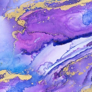 Abstract Ink Painting Texture Blue Purple And Gold