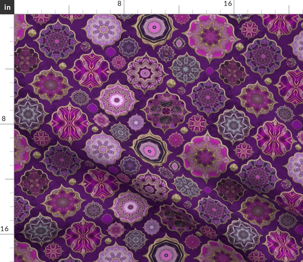 Moroccan Tiles Vintage Elegance Purple Pink Smaller Scale