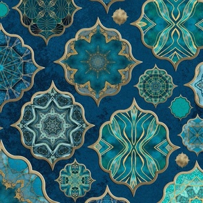 Moroccan Tiles Vintage Elegance Turquoise Teal And Gold