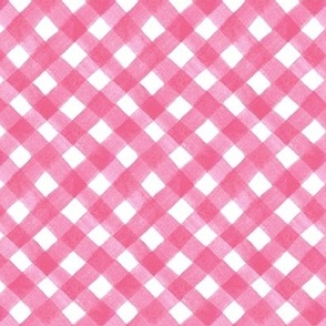 Bias watercolor gingham mid pink