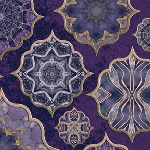 Moroccan Tiles Vintage Elegance Purple Gold