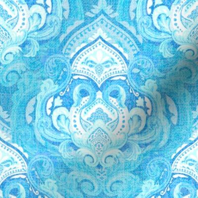 Textured Miranda Faded Blue Damask