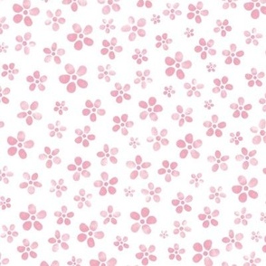 Little pink flowers on white background