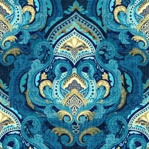 Textured Miranda Sapphire Damask 