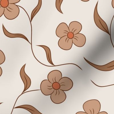 flowers, beige, floral, botanical, cozy