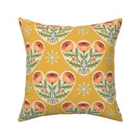 Large scale cottagecore florals, romantic botanicals on bright sunny yellow