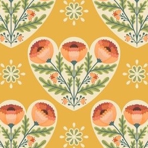 Small scale cottagecore florals, romantic botanicals on Yellow, bright and sunny