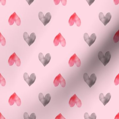 Pink and grey hearts