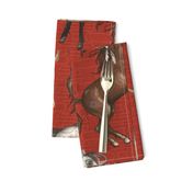 Native American Horses, Indian Ponies, Teepee, wolf, cow skull, arrow, feathers, on Barn Red, Large Scale