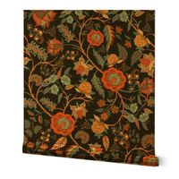 Indian Chintz on black LARGE 