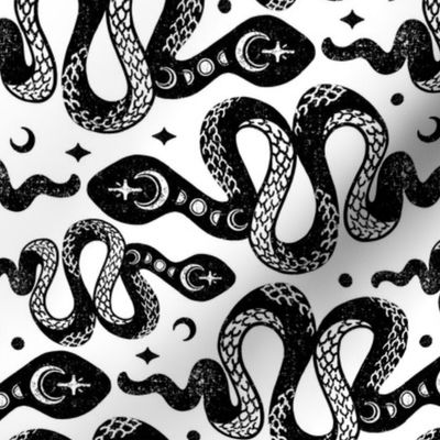 Black and White Rotated Moon Snakes by Angel Gerardo