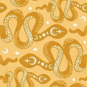 Saffron Gold Mustard Rotated Moon Snakes by Angel Gerardo