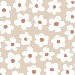 Boho Flowers - Neutral - Beige Background (Large)