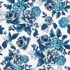 Large Vintage Blue Floral Chintz flowers