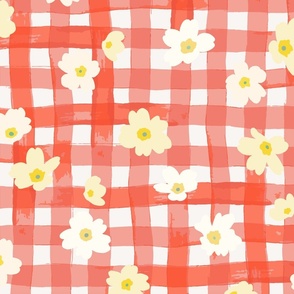 Springtime gingham XL scale in red by Pippa Shaw