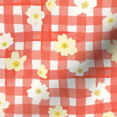 Springtime gingham large scale in red by Pippa Shaw