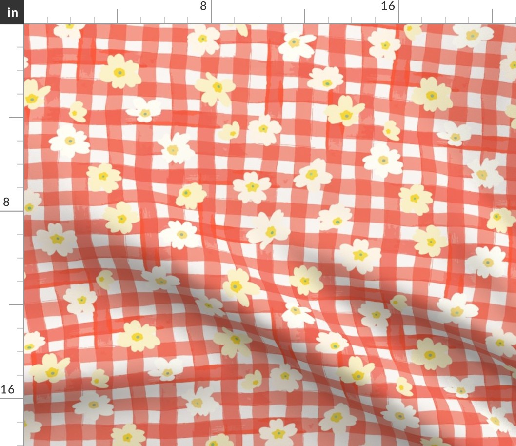 Springtime gingham large scale in red by Pippa Shaw
