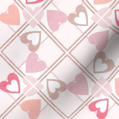 Pastel Pink Heart Argyle 