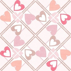 Pastel Pink Heart Argyle 