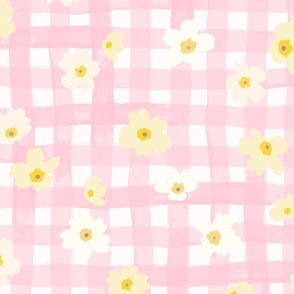 Springtime gingham XL scale in pink by Pippa Shaw