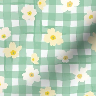 Springtime gingham large scale in green by Pippa Shaw