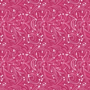 Bicolor "Fucsia spring" floral pattern with white flowers. Rich design.
