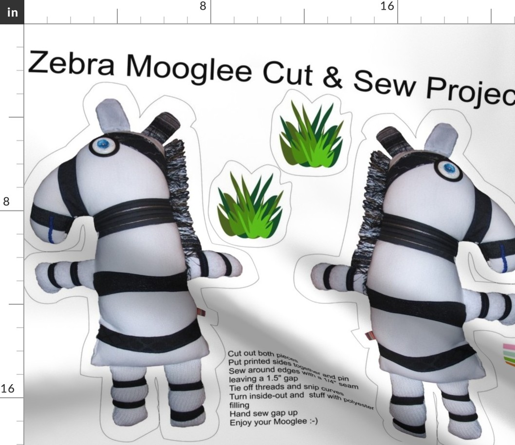 Zebra Mooglee Cut & Sew Soft Toy