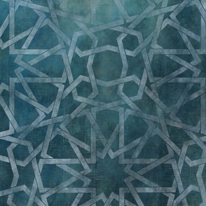 3 yards high - ombre Morocco pattern blue, moroccan tiles, mural, gradient wallpaper 