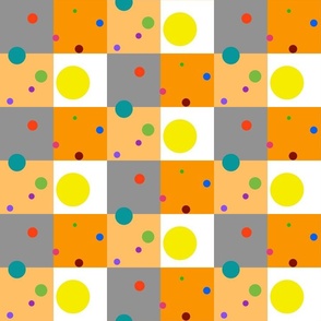 Gingham - Gray Cheddar Orange White - Dots