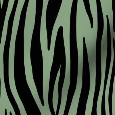 cats meow tiger strip celadon sage green and black