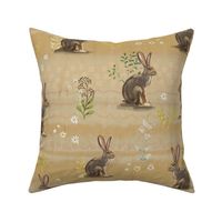 Desert Jackrabbits Sagebrush on Golden Sandstone, Large Scale