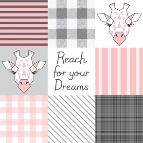 4" giraffe reach for your dreams wholecloth soft pink