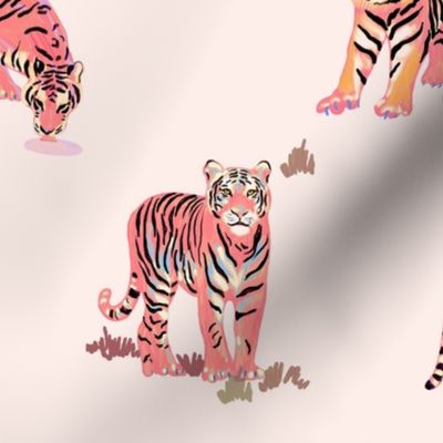 cats meow tigers in blush pink