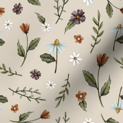 Floral Scatter - taupe