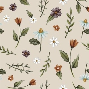 Floral Scatter - taupe