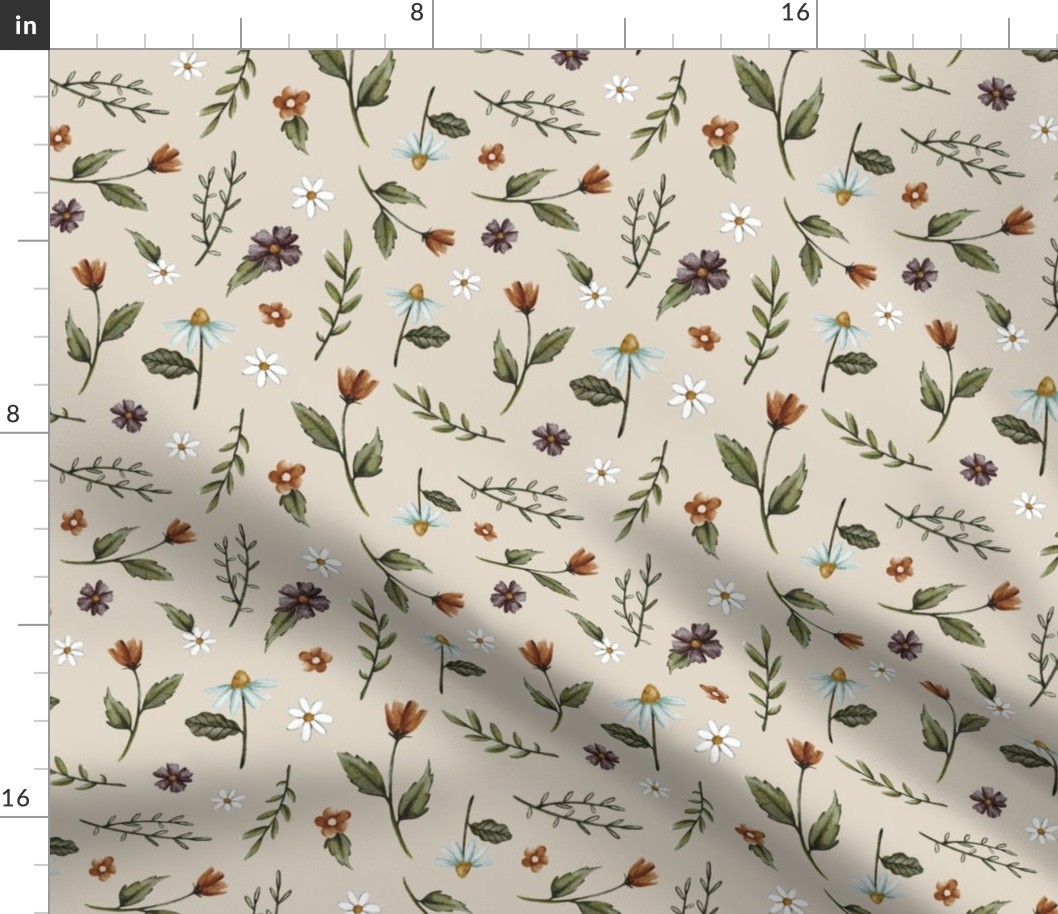 Floral Scatter - taupe
