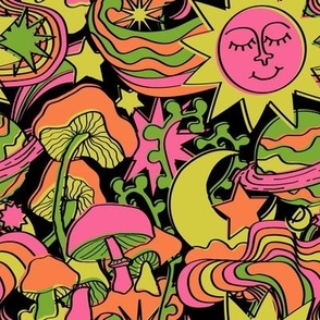 Psychedelic Daydream in Neon + Black