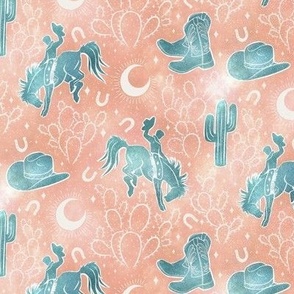 Cowboys and Cacti - 6" medium - cosmic terracotta and teal