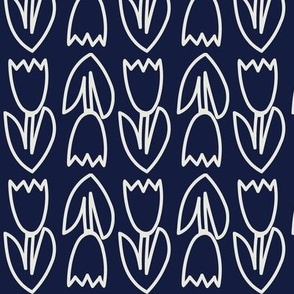 Outline Tulips_Ivory/Navy