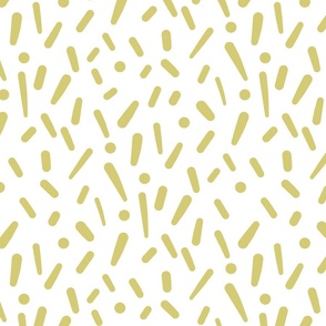 Dots & Dashes - golden chartreuse on white