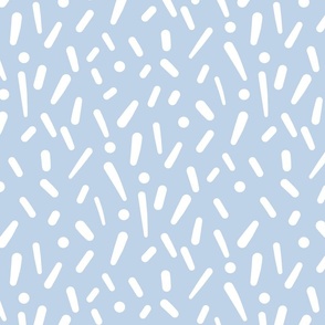 Dots & Dashes - white on cloud blue