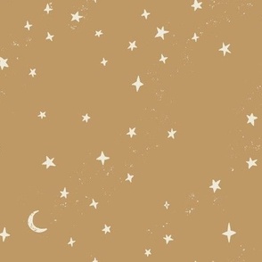 Celestial Universe Starry Night on Antique Gold