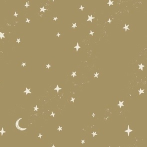 Stars Celestial Universe Starry Night on Copper Brown-09