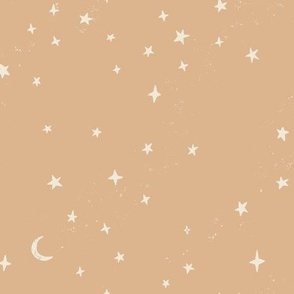 Celestial Universe Starry Night on Light Apricot