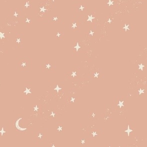 Celestial Universe Starry Night on Light Peach