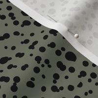 The New - Little leopard spots messy minimalist boho style spots design wild cats or Dalmatian animal print black on sage green olive