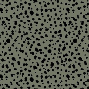 The New - Little leopard spots messy minimalist boho style spots design wild cats or Dalmatian animal print black on sage green olive
