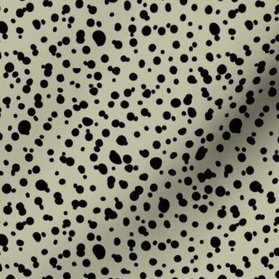 The New - Little thin leopard spots messy minimalist boho style spots design wild cats or Dalmatian animal print black on sage green