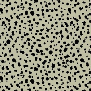 The New - Little thin leopard spots messy minimalist boho style spots design wild cats or Dalmatian animal print black on sage green