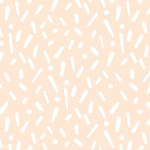 Dots & Dashes - white on pastel peach